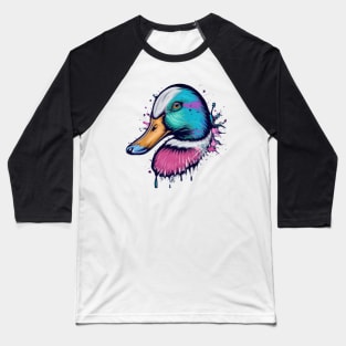 Mallard Duck Splatter Painting Baseball T-Shirt